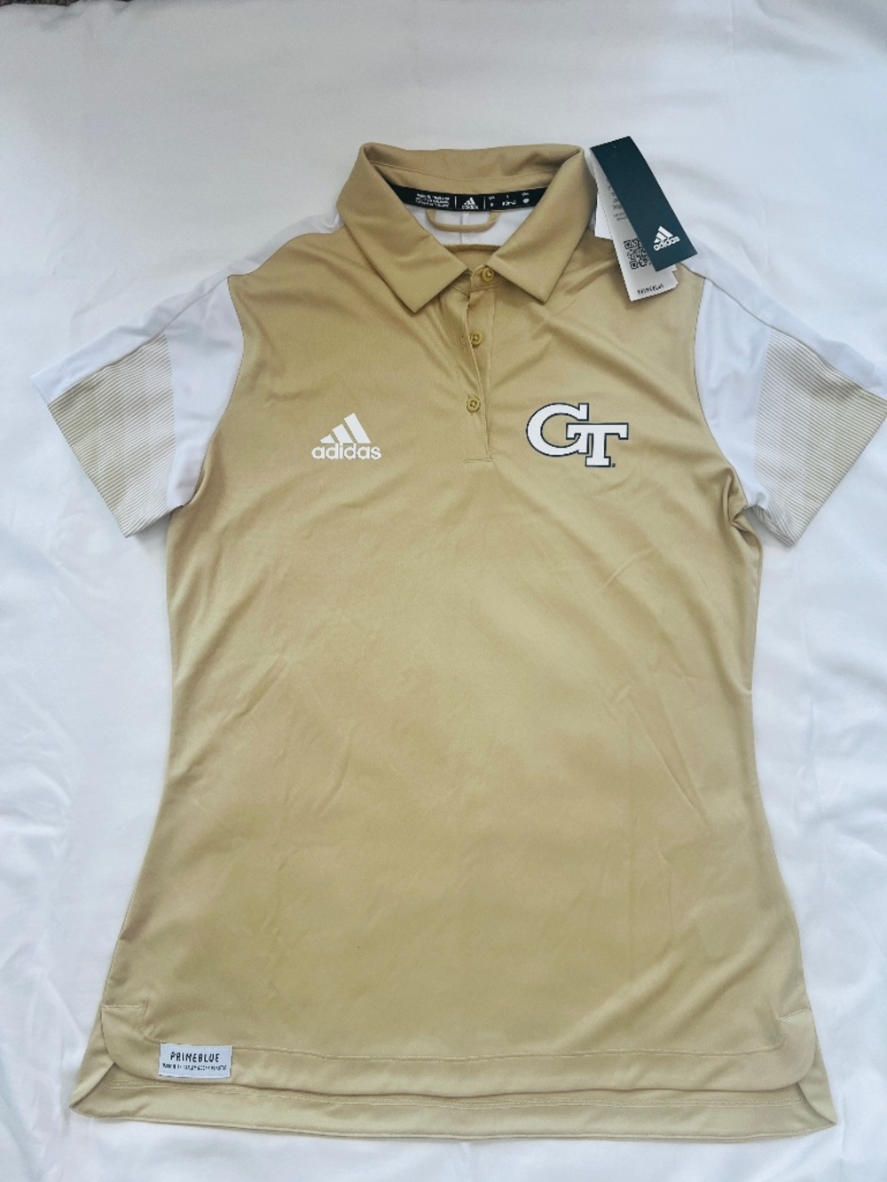 Adidas Georgia Tech Polo Women's Medium Gold White GT Performance (NWT)